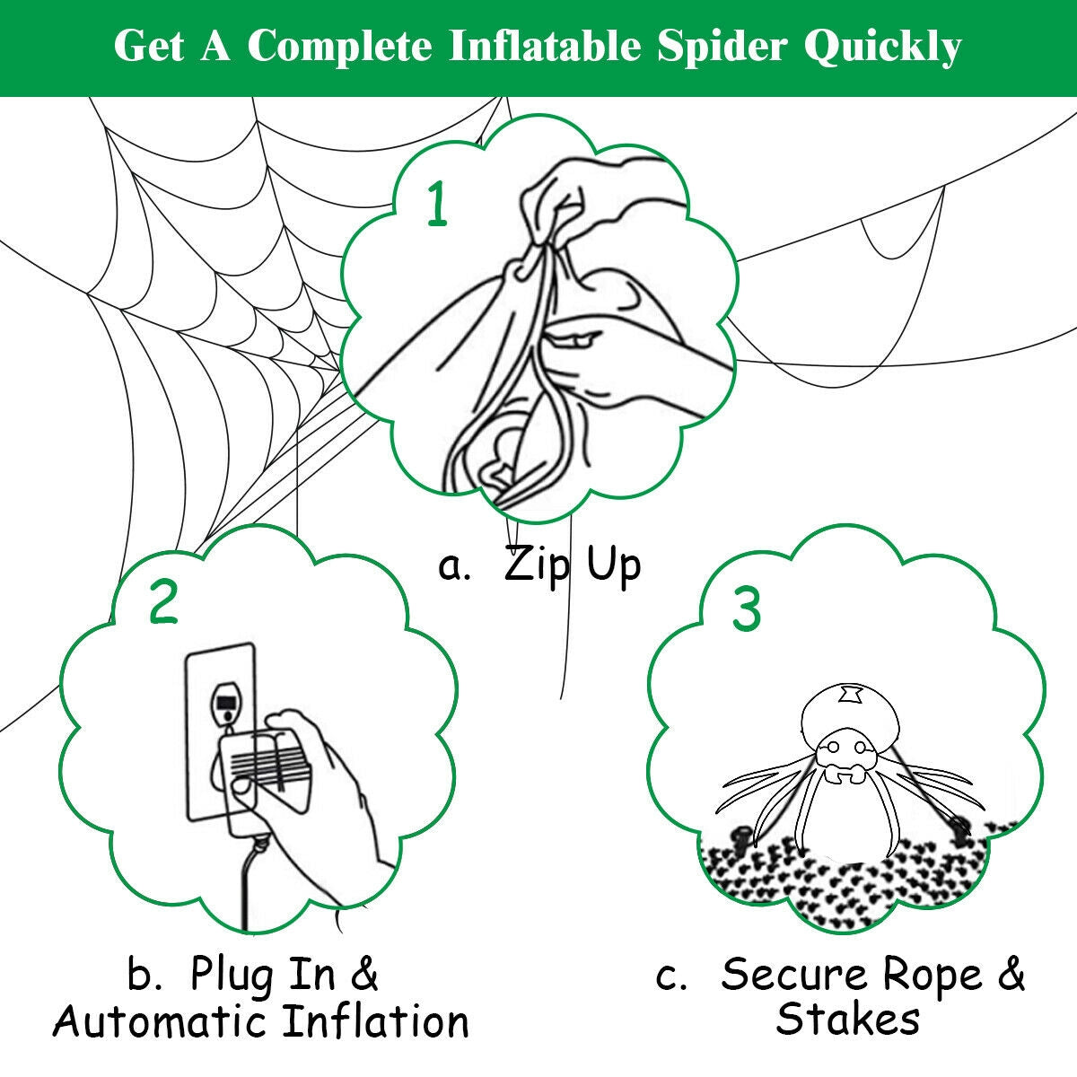 6 Feet Halloween Inflatable Blow-Up Spider - Weather-Resistant Outdoor Decor