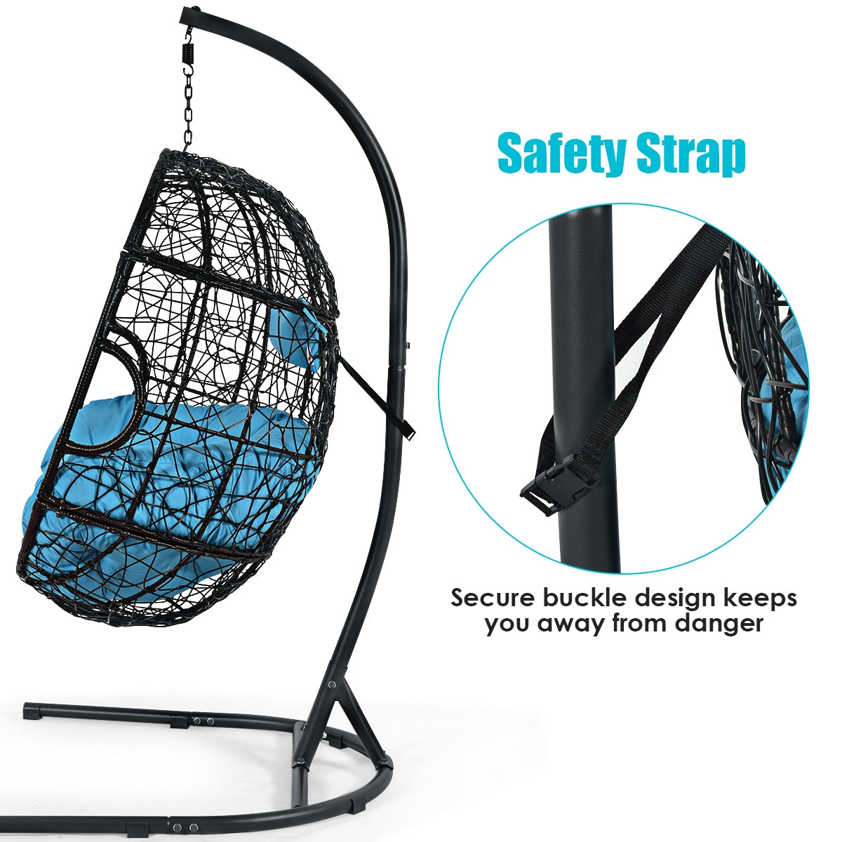 Hanging Hammock Chair with Stand - Blue