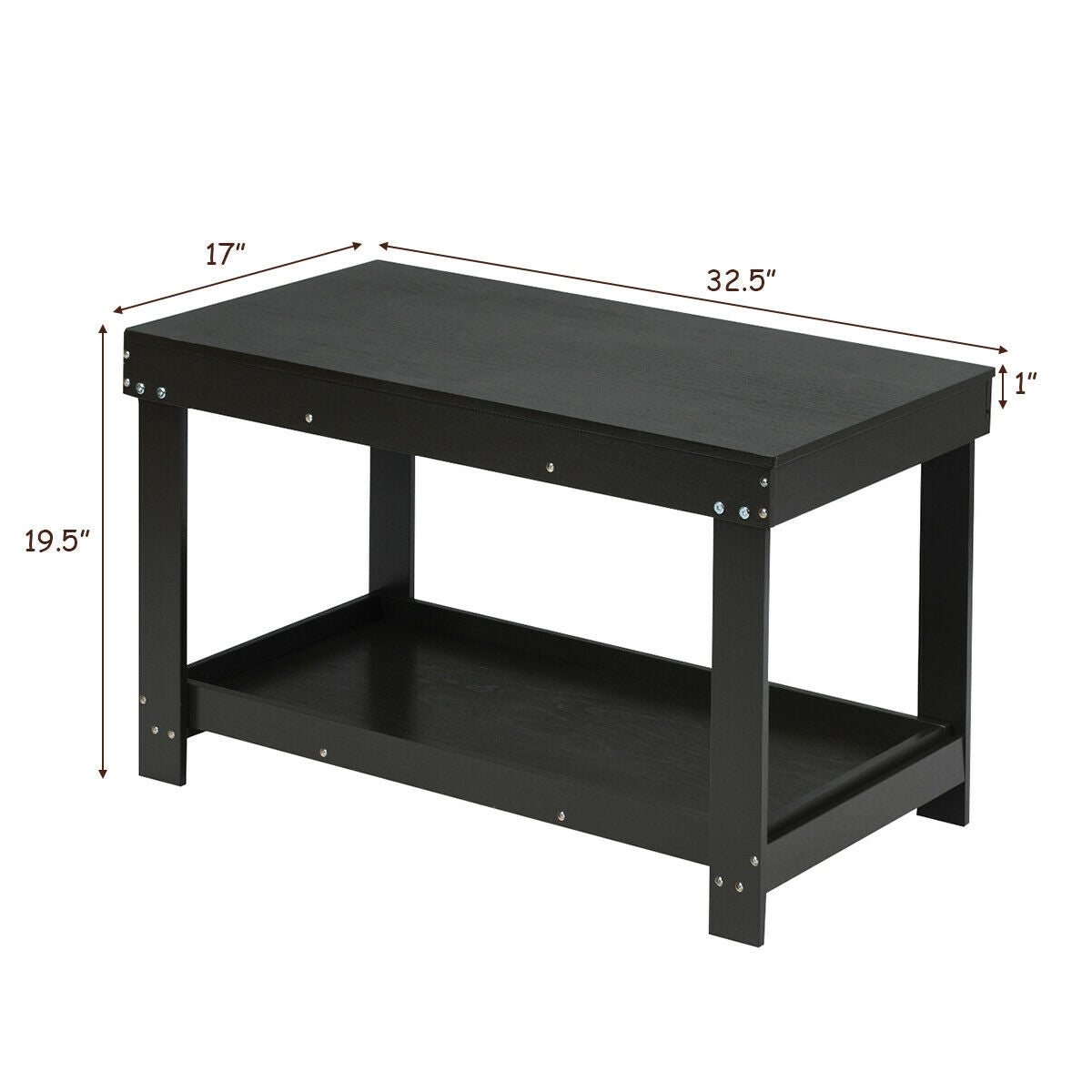Building Brick Table - Dark Brown Kids Activity Play Table with Storage