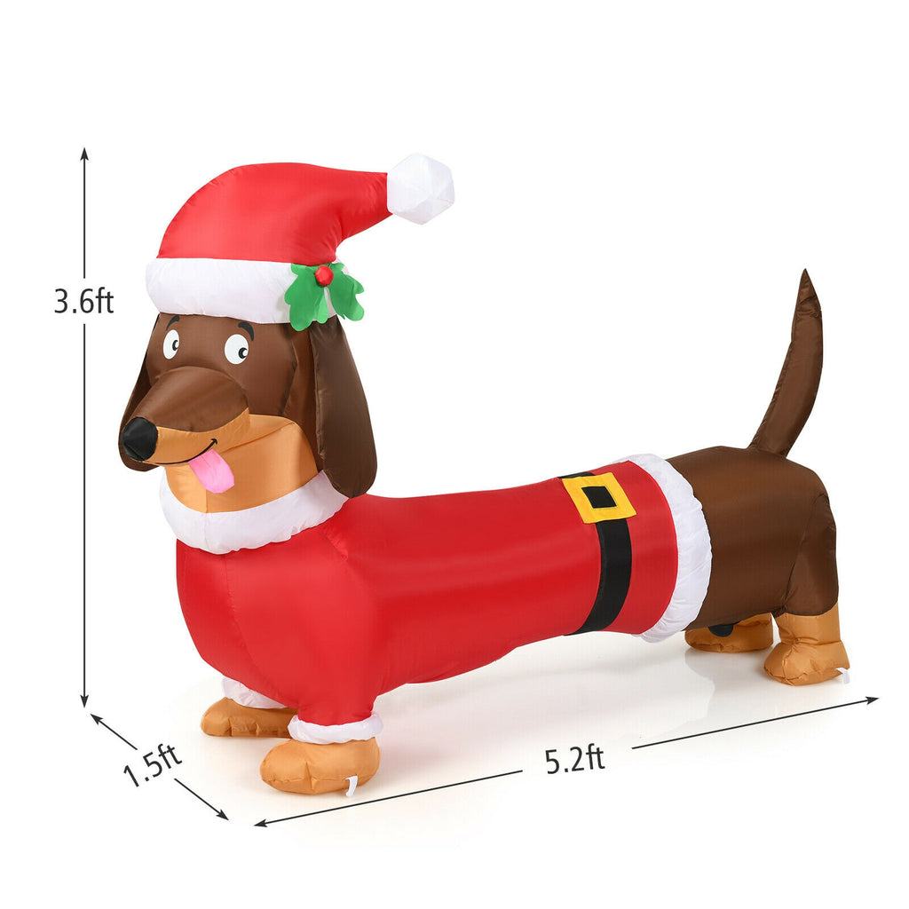 5 Feet Inflatable Christmas Dog with LED Lights - Indoor Outdoor Holiday Decoration