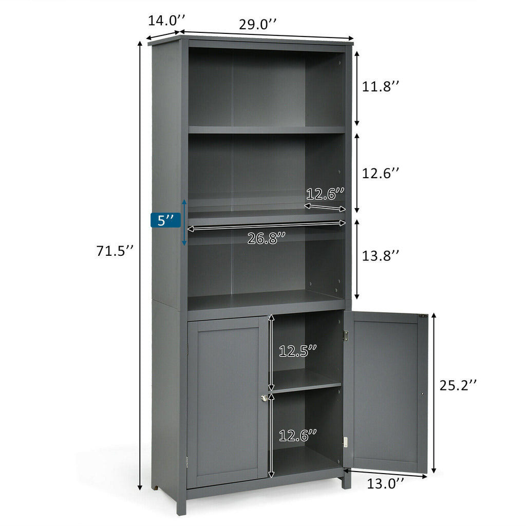 Standing Wooden Bookcase with 3 Tier Open Book Shelving and Double