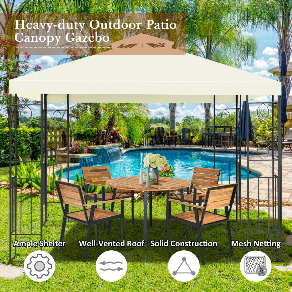 10x10 Patio Gazebo Canopy Tent - Double Roof 9ft Height