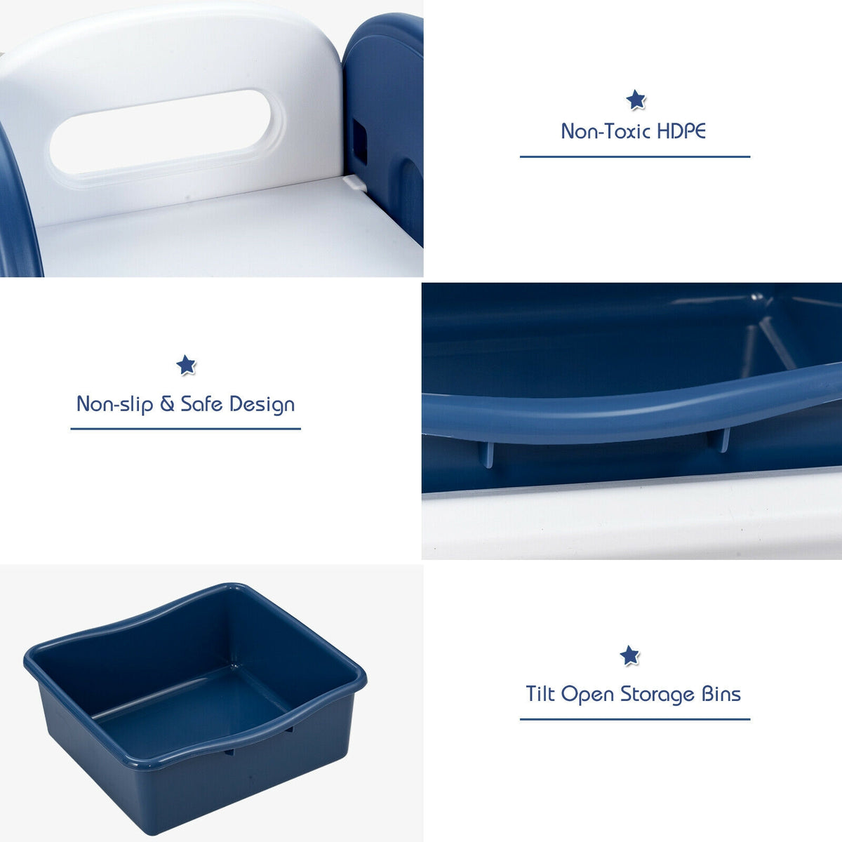 Kids Toy Storage Organizer with Bins & Multi-Layer Shelf - Blue