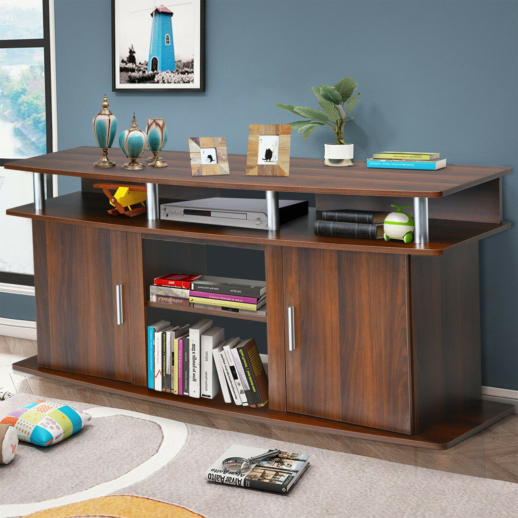TV Entertainment Console for 70" TV - Fireplace Compatible, Walnut