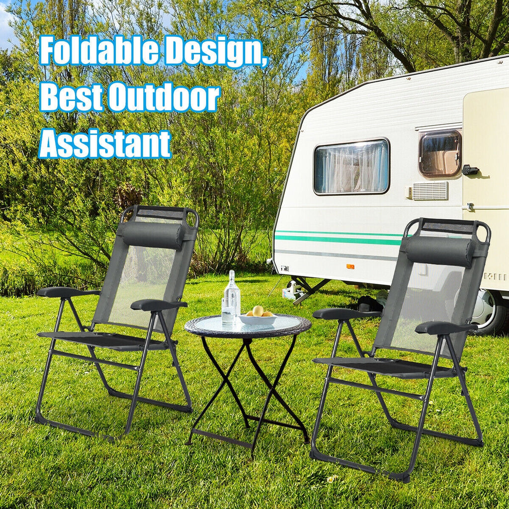 4 Pieces Patio Garden Adjustable Reclining Folding Chairs with