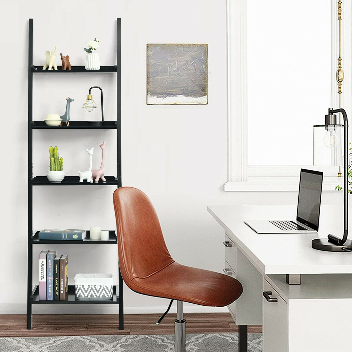 5-Tier Ladder Shelf with Open Shelves for Living Room Home Office