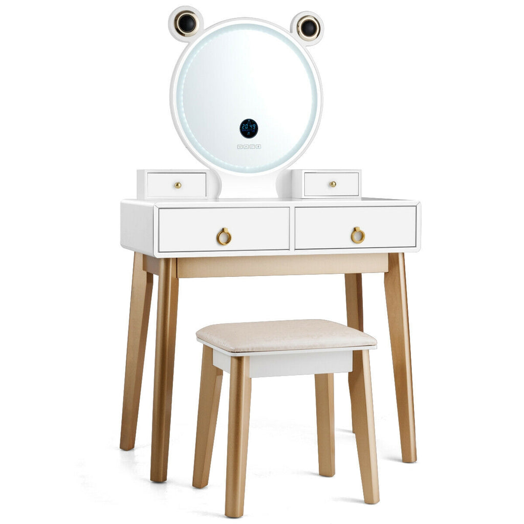 Lighted Vanity Set with Touch Screen Mirror and 4 Drawers