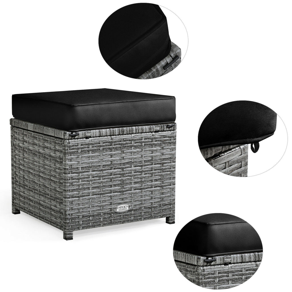 7-Piece Outdoor Wicker Sectional Sofa Set with Dining Table - Black