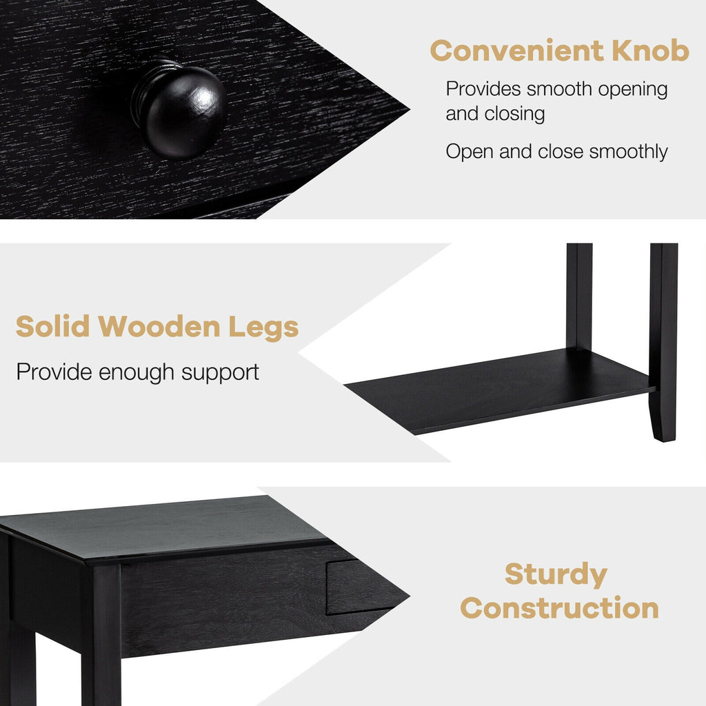 Console Sofa Table with Drawer Storage - Black