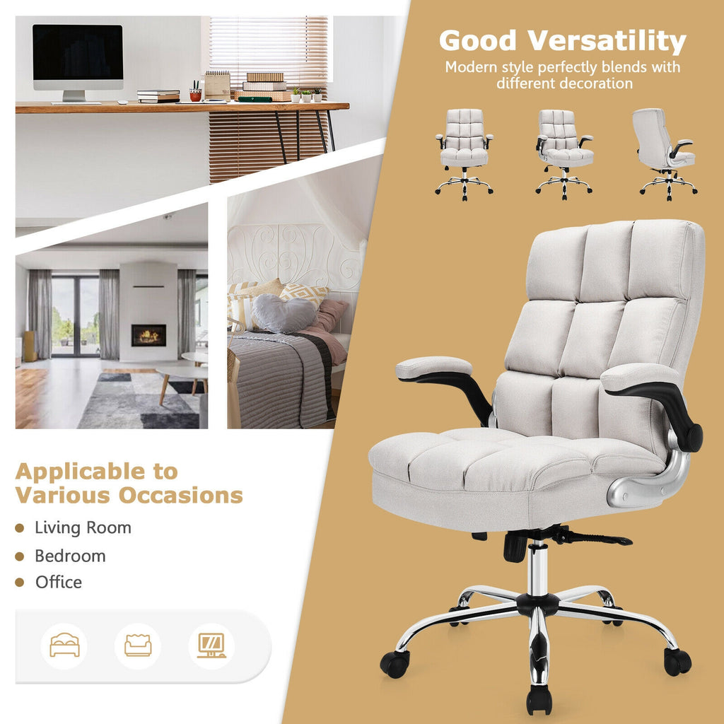 Adjustable Swivel Office Chair with High Back and Flip-up Arm for Home