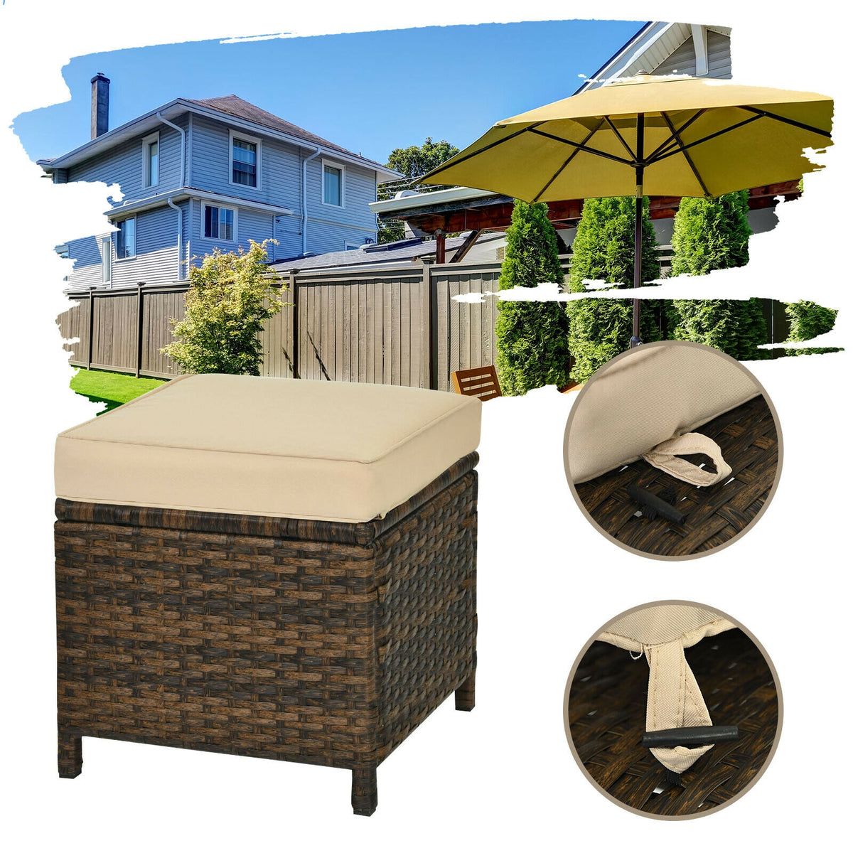 6 Pieces Patio Rattan Dining Sofa Funiture Set