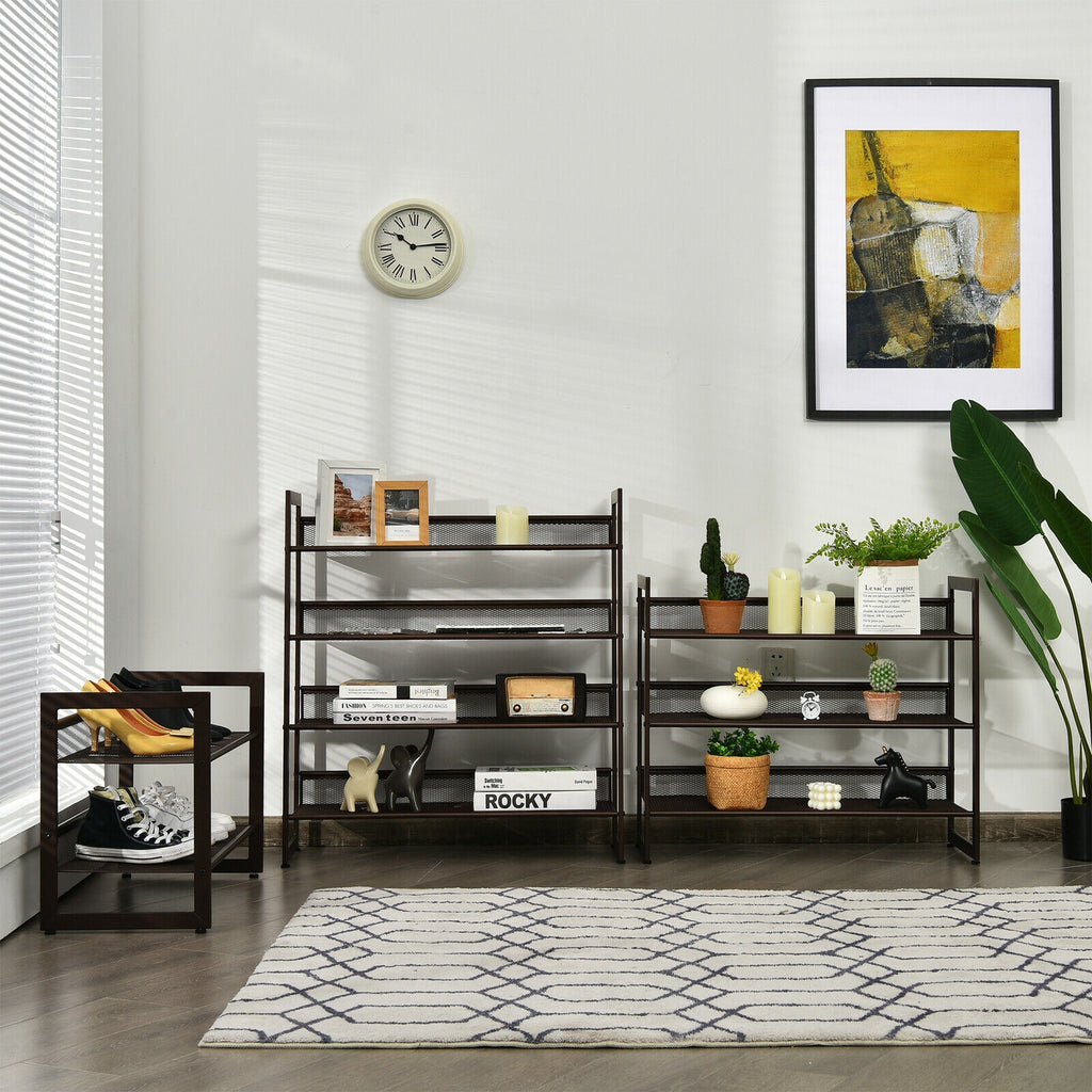 4-Tier Metal Shoe Rack with Flat & Angled Shelves