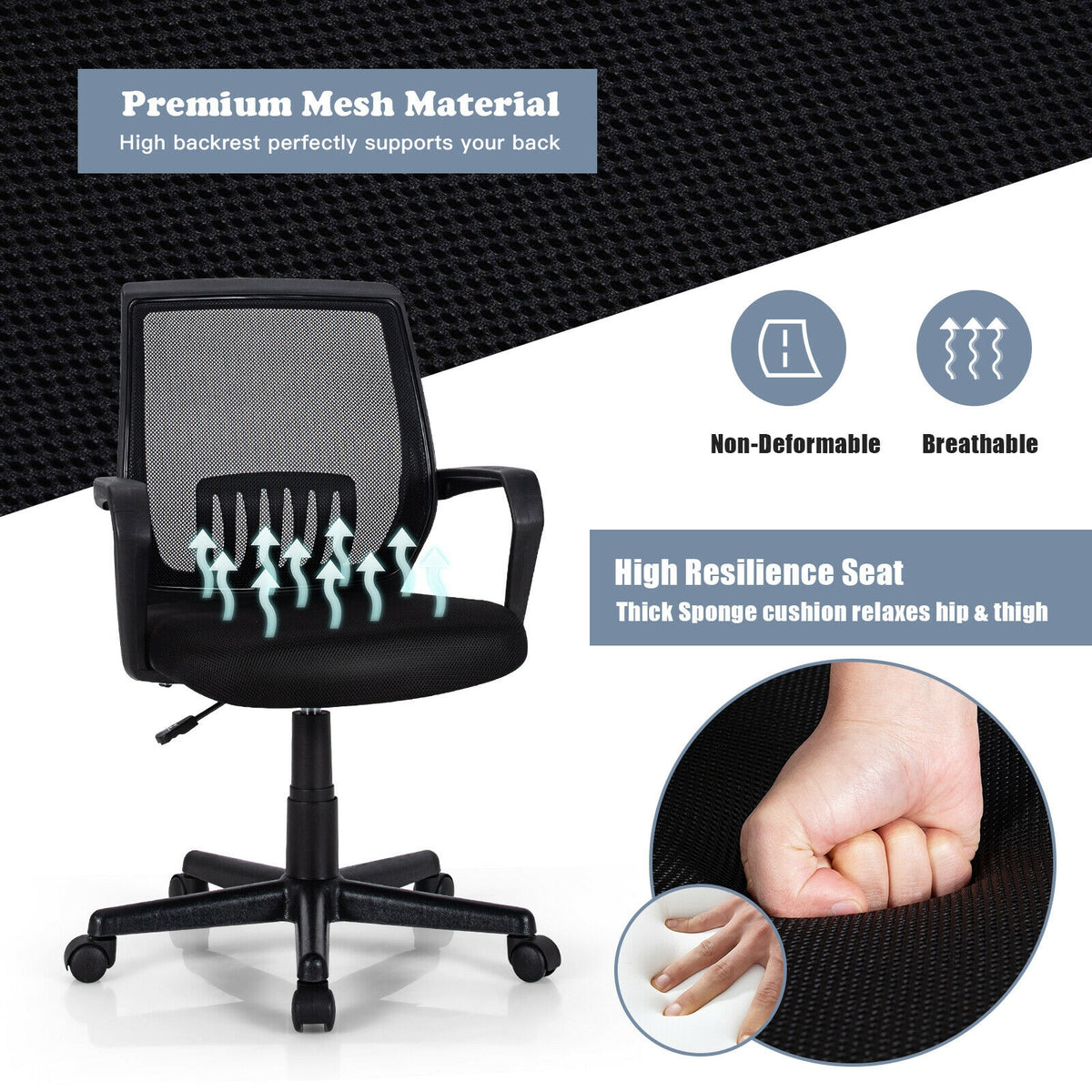 Mid-Back Mesh Executive Chair with Lumbar Support - B
