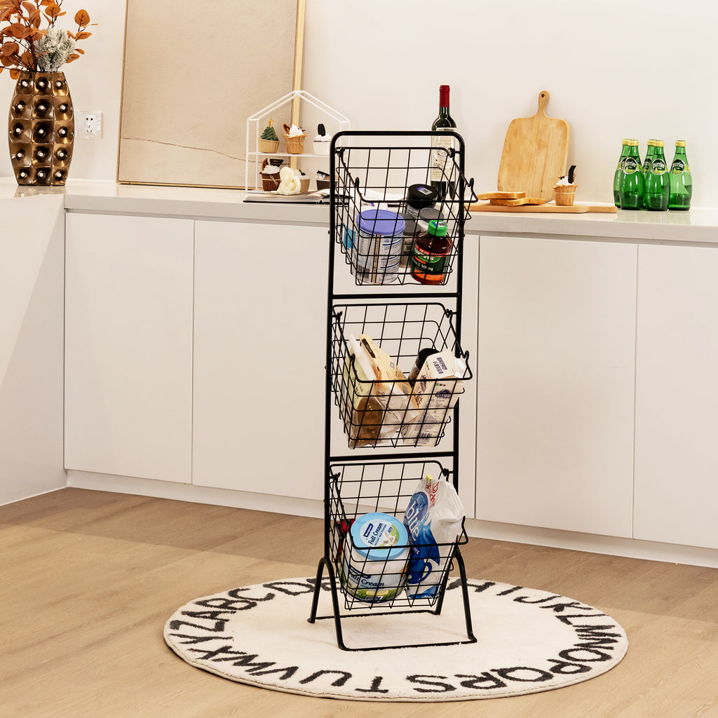 Adjustable 3-Tier Fruit Basket Stand for Kitchen & Organizing