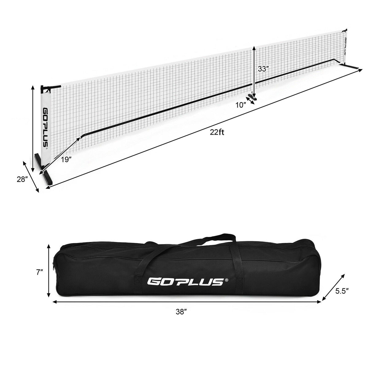 Pickleball Net Set - 22 Feet Portable Indoor Outdoor Game System with Carry Bag