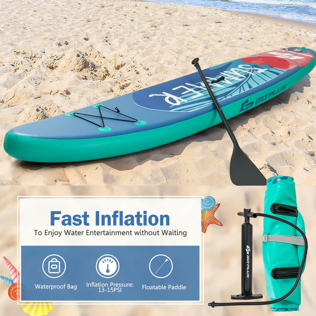 Lightweight 10ft Inflatable Stand Up Paddle Board with Backpack Leash & Aluminum Paddle - M