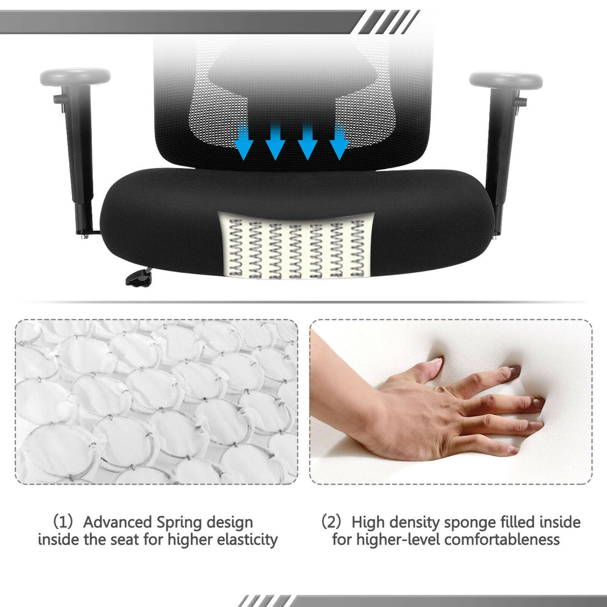 400LBS Mesh Big and Tall Office Chair Swivel Task