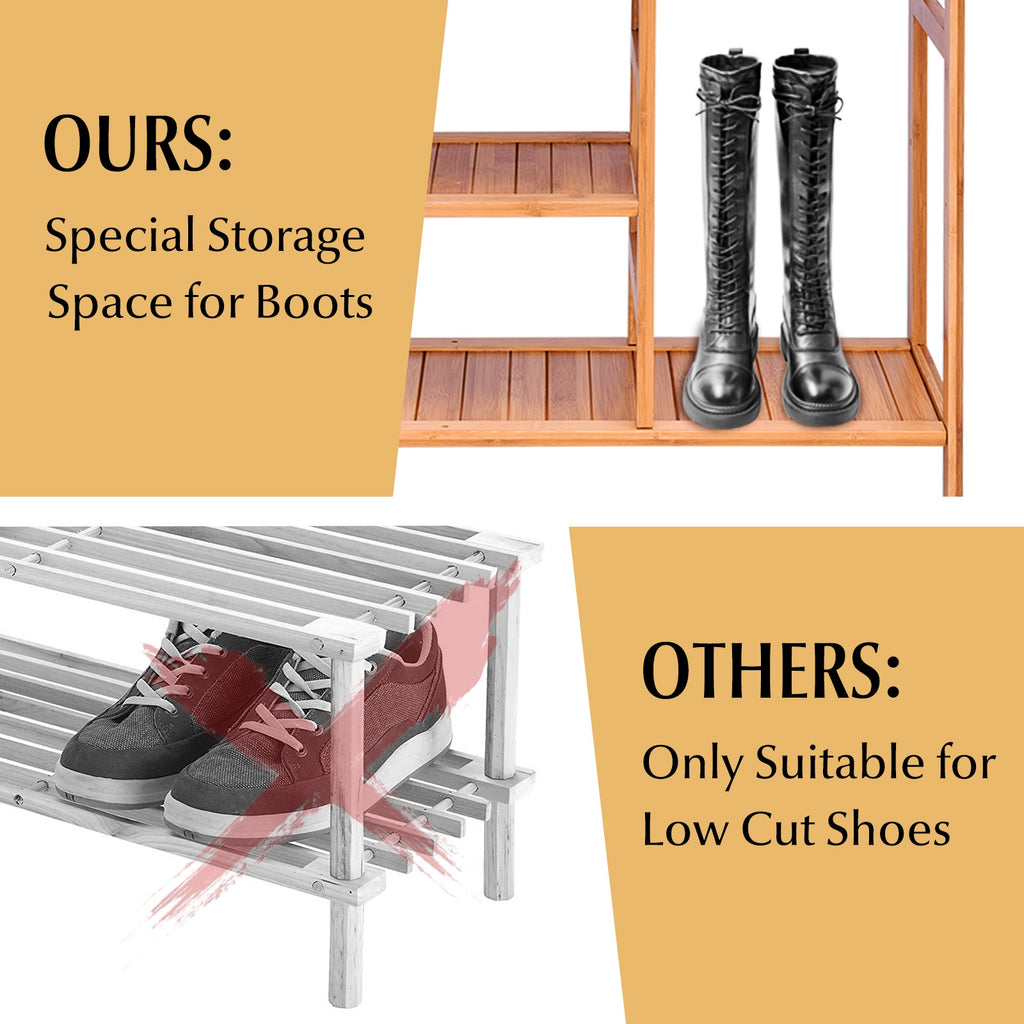 4 Tier Bamboo Shoe Rack Storage Organizer