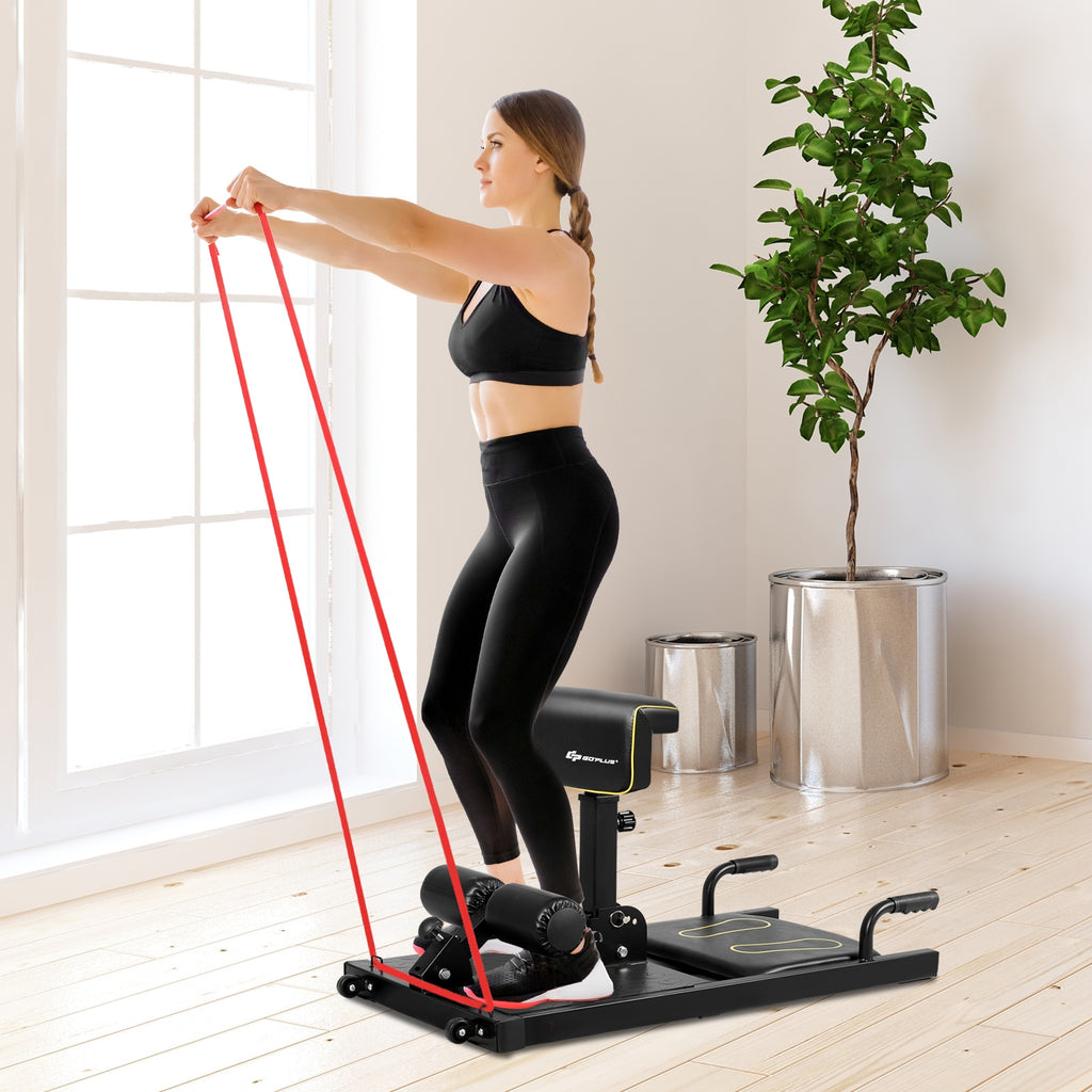 8-in-1 Home Gym Multifunction Squat Machine 39 Inch Length - Costway