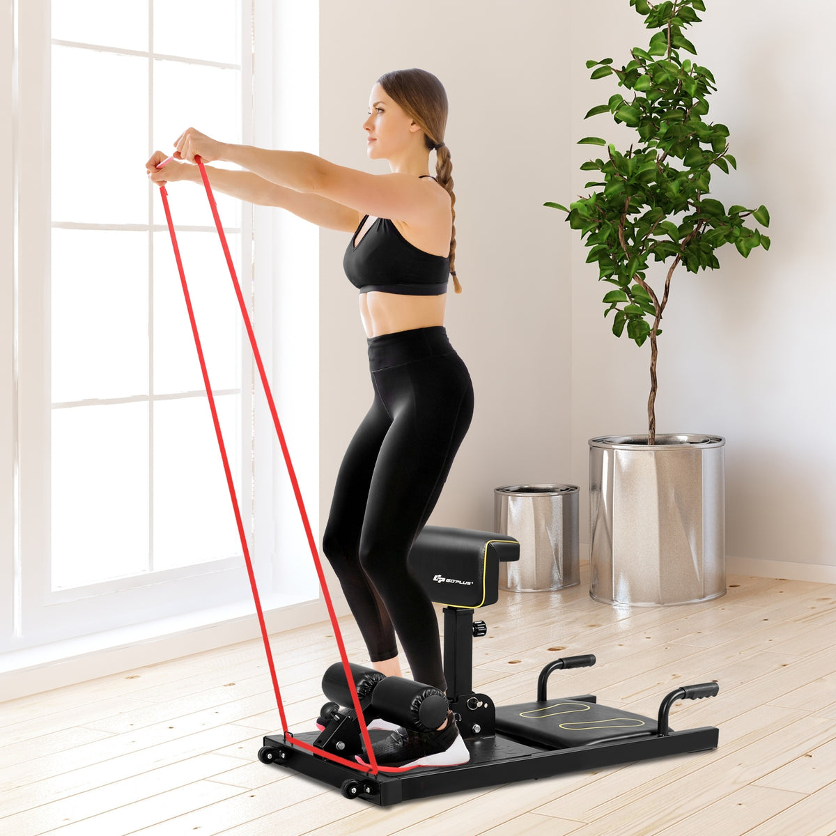 8-in-1 Home Gym Multifunction Squat Machine 39 Inch Length - Costway
