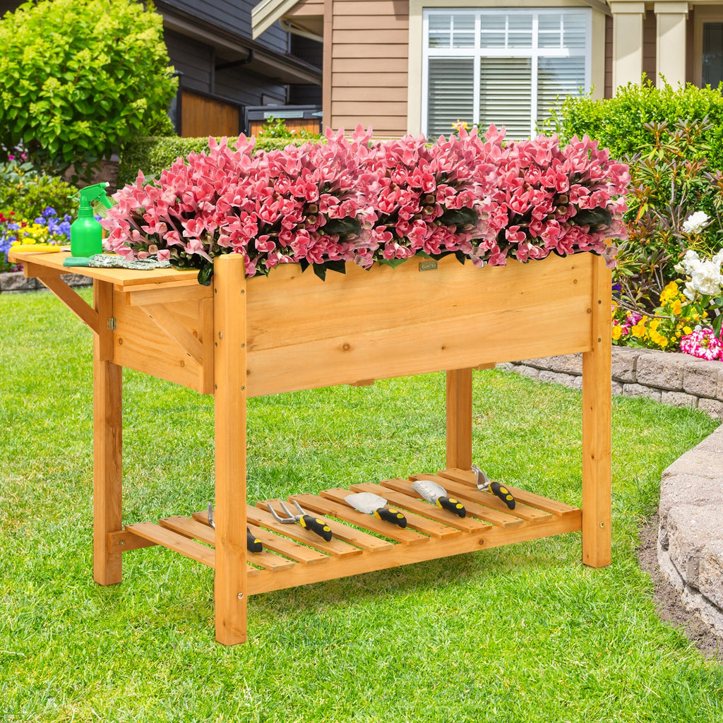 Elevated Planter Box Kit with 8 Grids & Folding Tabletop