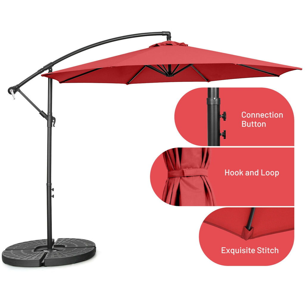 10x8 Ft Cantilever Umbrella with 8 Ribs & Cross Base, Red