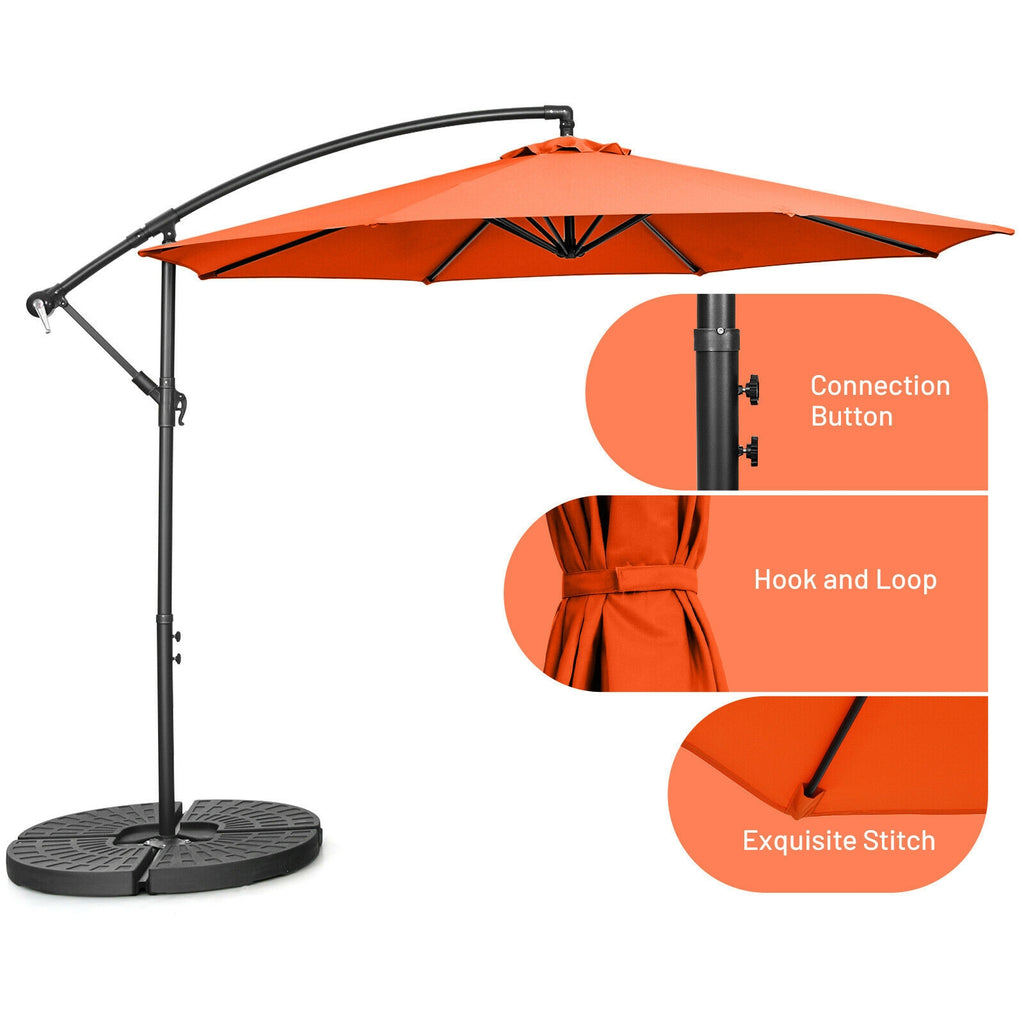 10 x 8 Feet Cantilever Umbrella with 8 Ribs - Orange