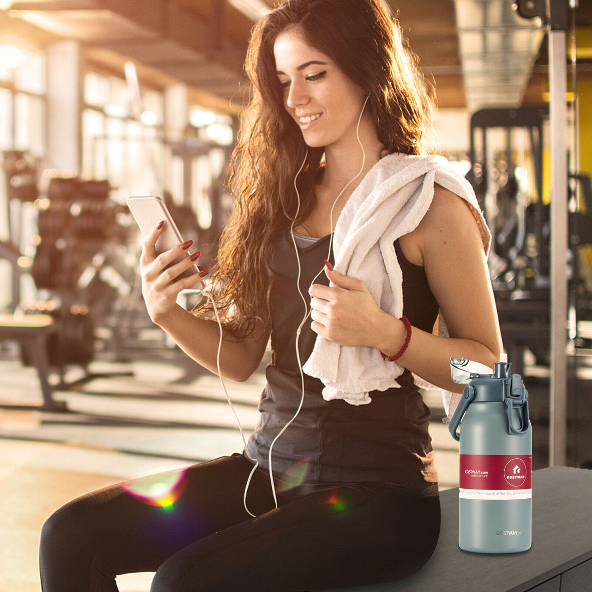 44oz Vacuum Insulated Leakproof Stainless Steel Sports Water Bottle