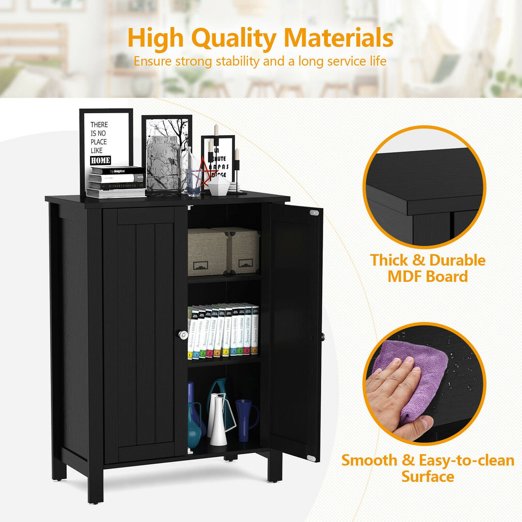 2-Door Bathroom Floor Storage Cabinet Space Saver Organizer