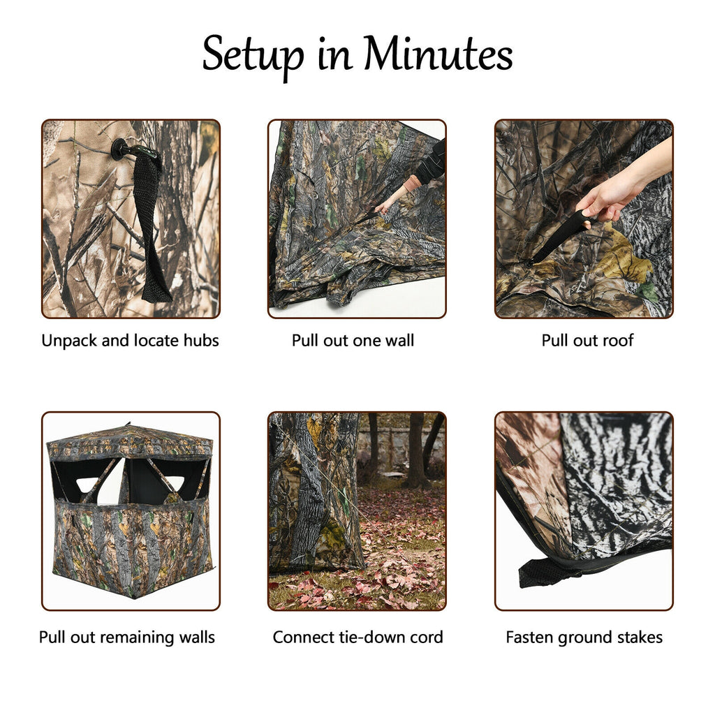 3-Person Hunting Blind Tent with Mesh Windows