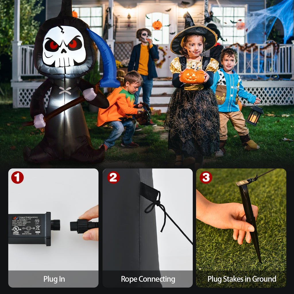 6 Feet Halloween Inflatable Ghost Decorations with Built-in LED Lights - Costway