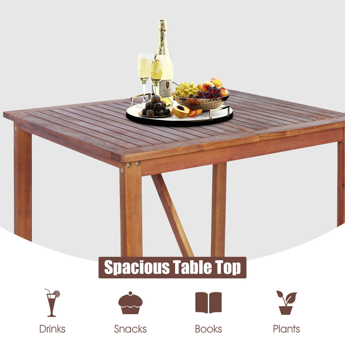 3 Piece Acacia Wood Patio Bar Set - Sunflower Backrest