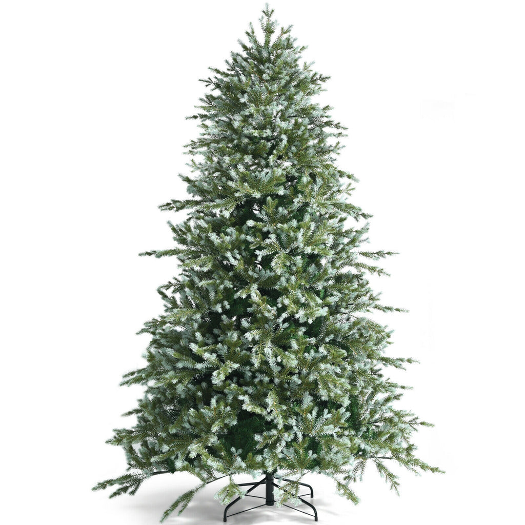 8Ft Hinged Artificial Christmas Tree with Dense PE PVC Tips & Metal Base