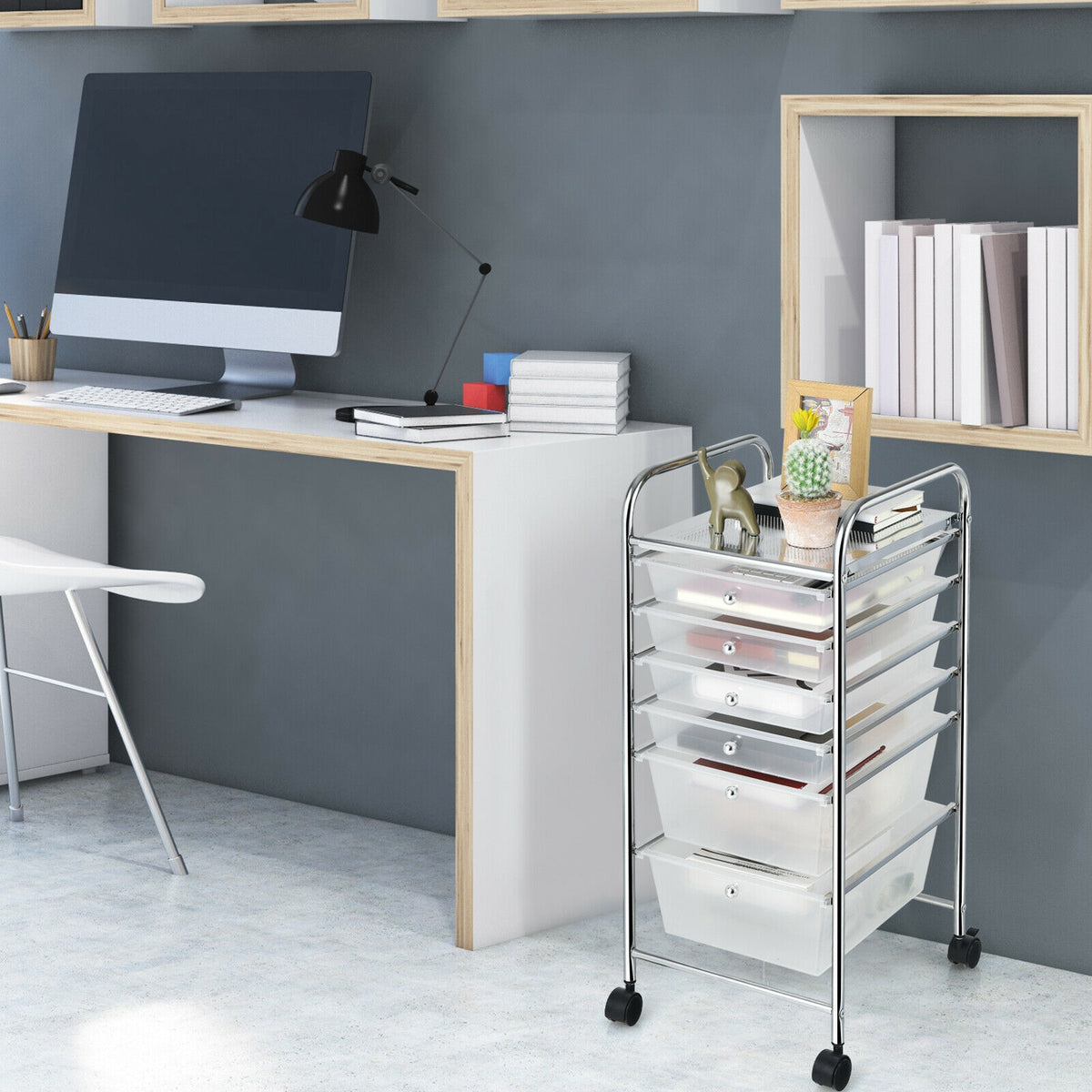 6-Drawer Rolling Storage Cart Organizer - Transparent