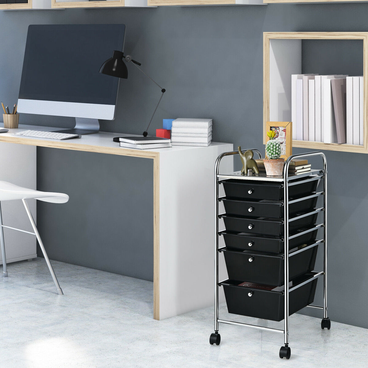 6-Drawer Rolling Storage Cart Organizer - Black