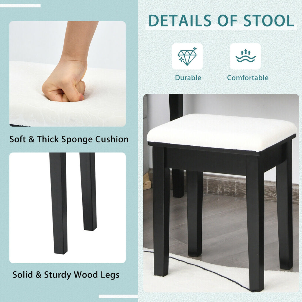 Vanity Table Set with Lighted Mirror, Black