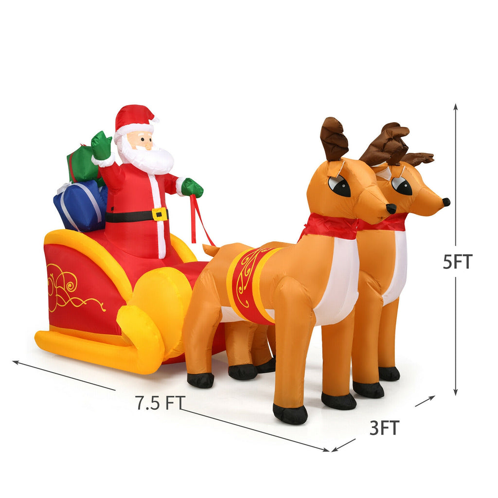 Inflatable Santa with Double Reindeer and Sled - Waterproof Outdoor Christmas Decor - Variation: Santa Claus with Double Reindeer Sleigh