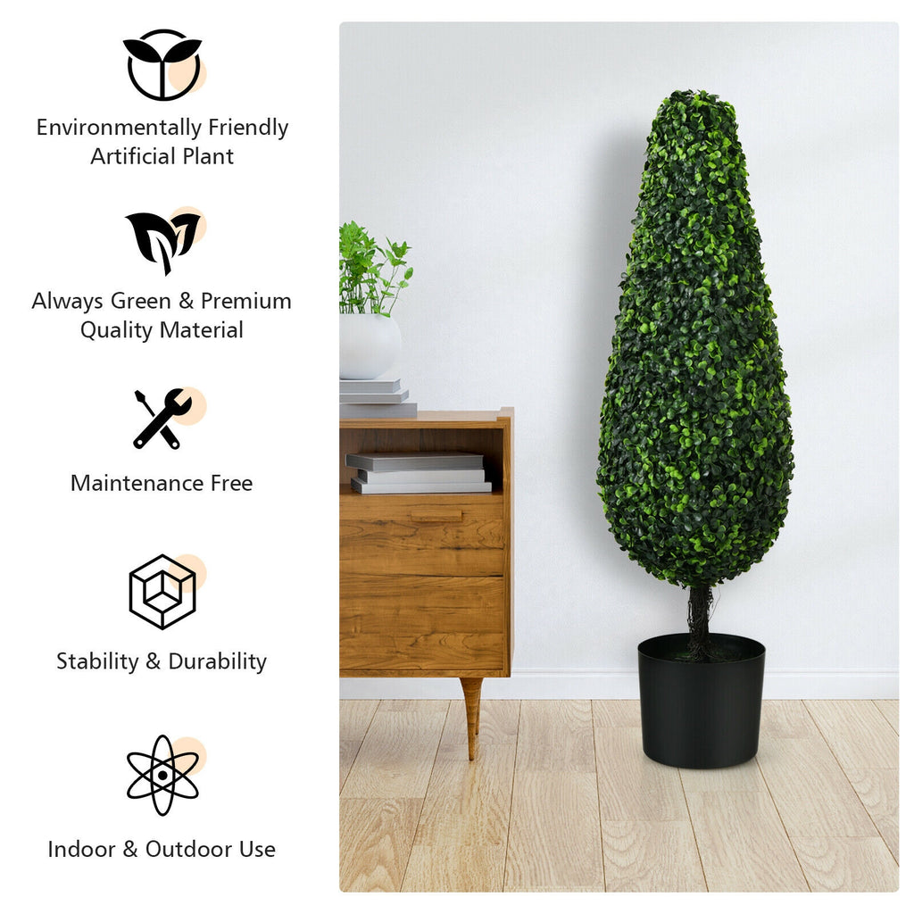 UV Resistant Artificial Topiary Tree - 3 Feet Tower Indoor Outdoor Set of 2