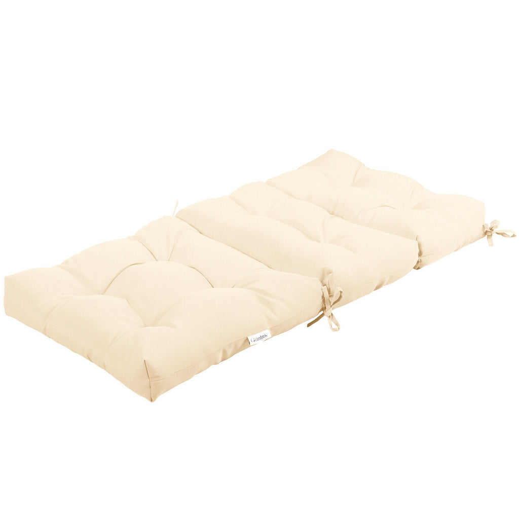 High Back Chair Cushion with Non-Slip Ties - Beige