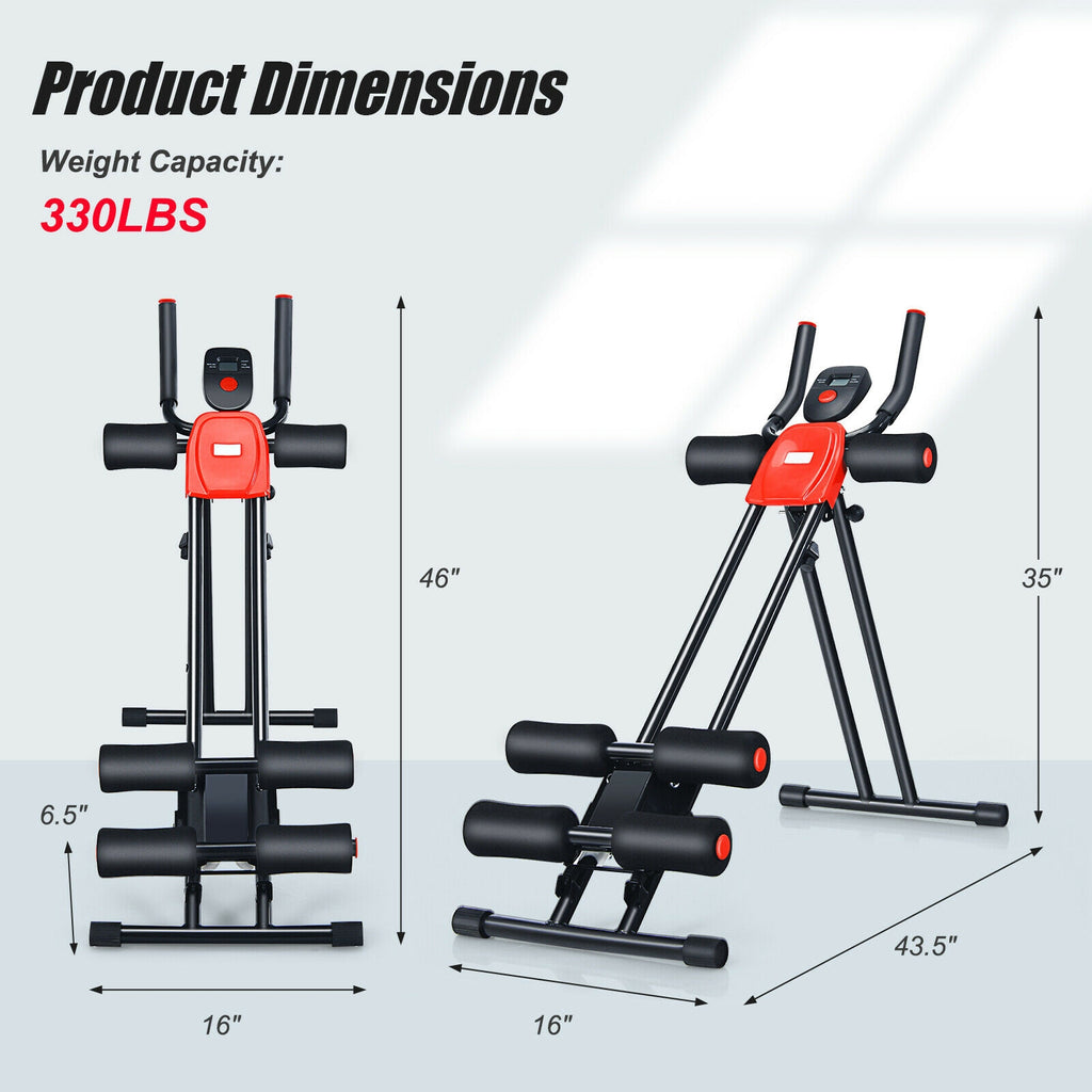 Foldable Adjustable Core Abdominal Trainer with 3 Resistance Levels and LCD Display - 330 lbs Capacity (Variation: 330 lbs Weights, 3 Adjustable Heights)