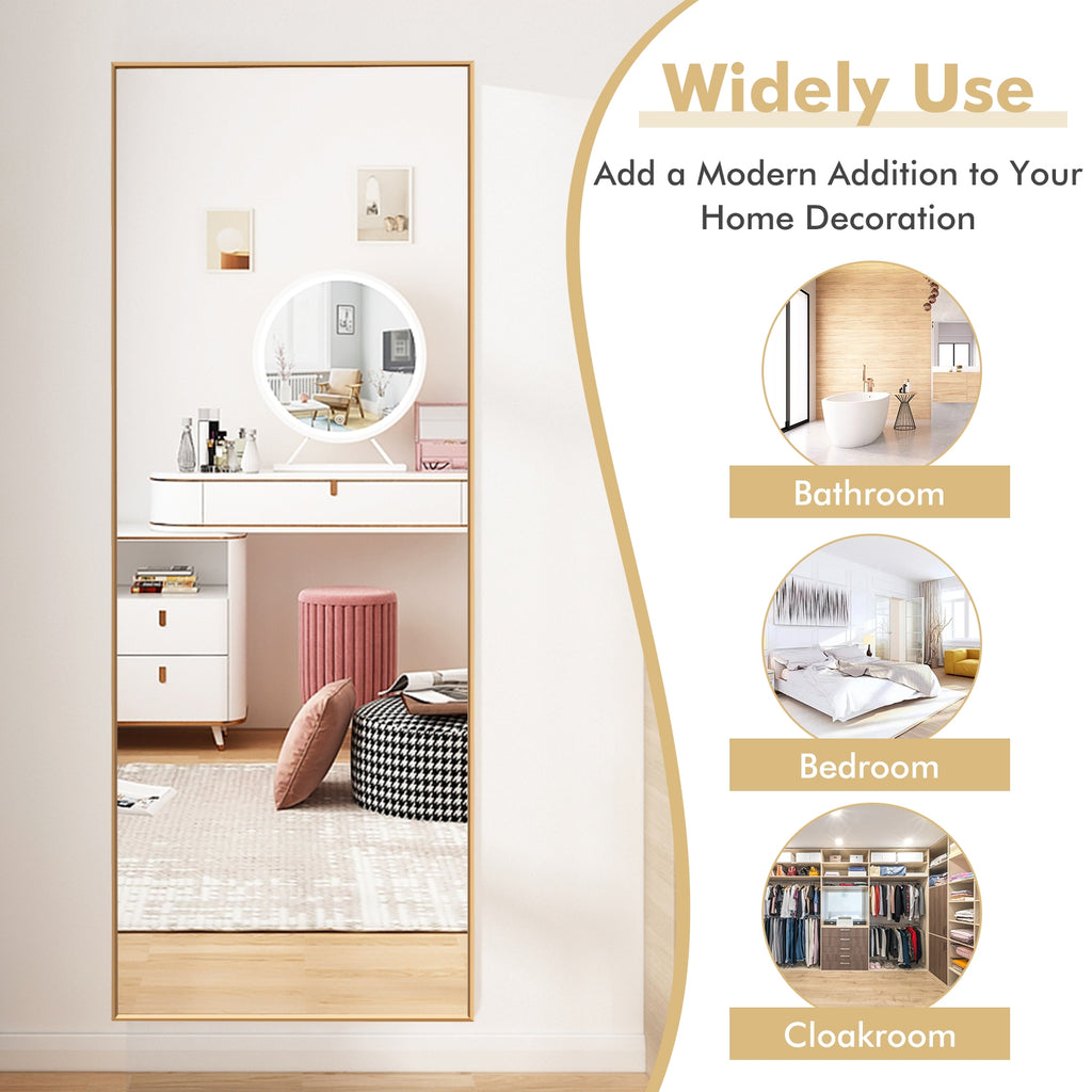 59 Inch Full Length Rectangle Mirror - Large Bedroom Mirror with Golden Frame