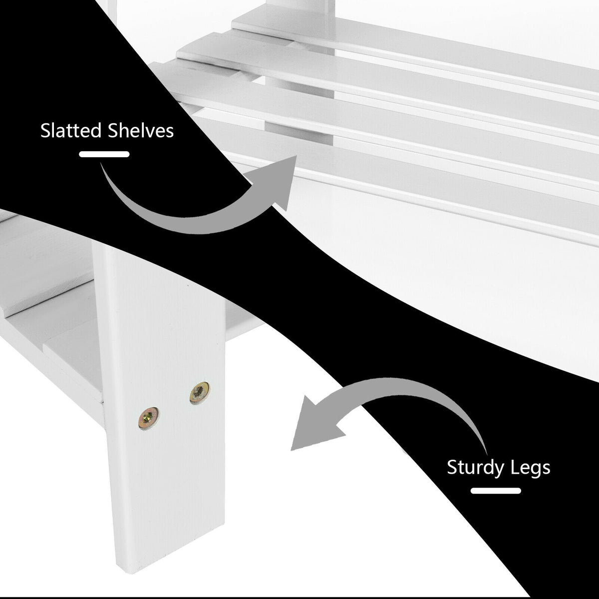 3-Tier Bamboo Shoe Rack Bench, White