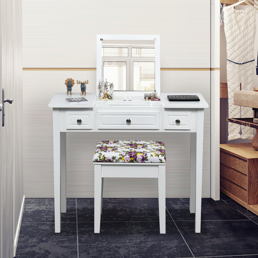 Vanity Dressing Table with Flip Top Mirror and 3 Drawers