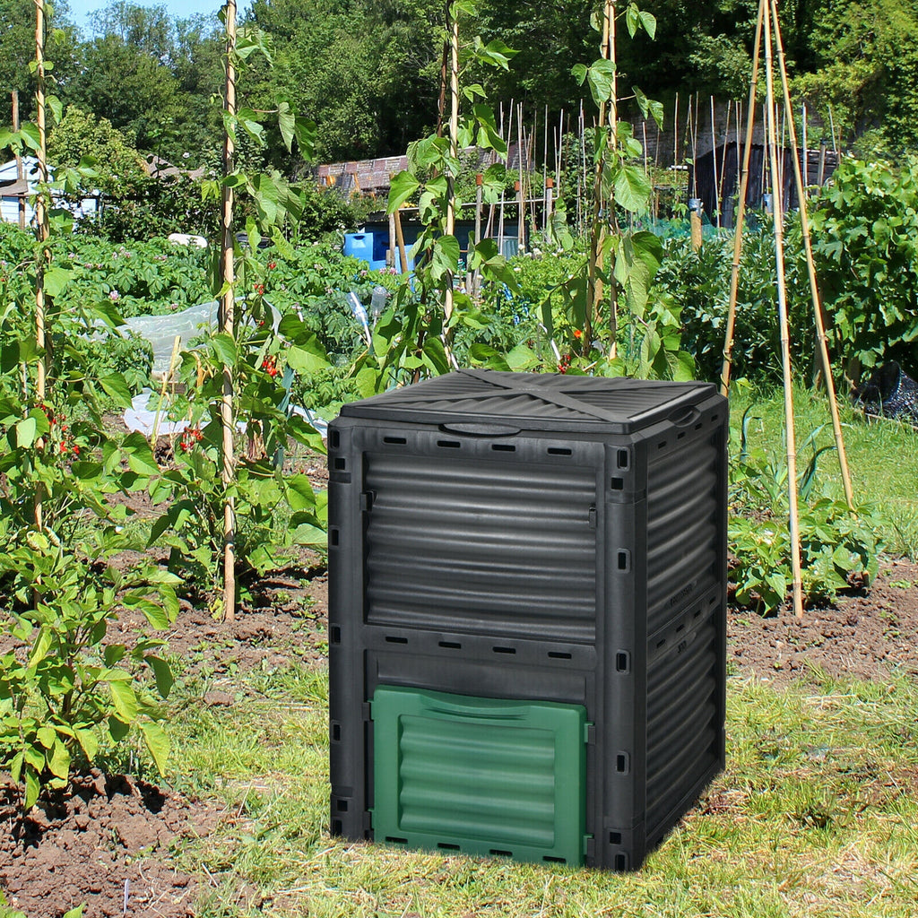 80-Gallon Outdoor Composter with Large Openable Lid and Bottom Exit