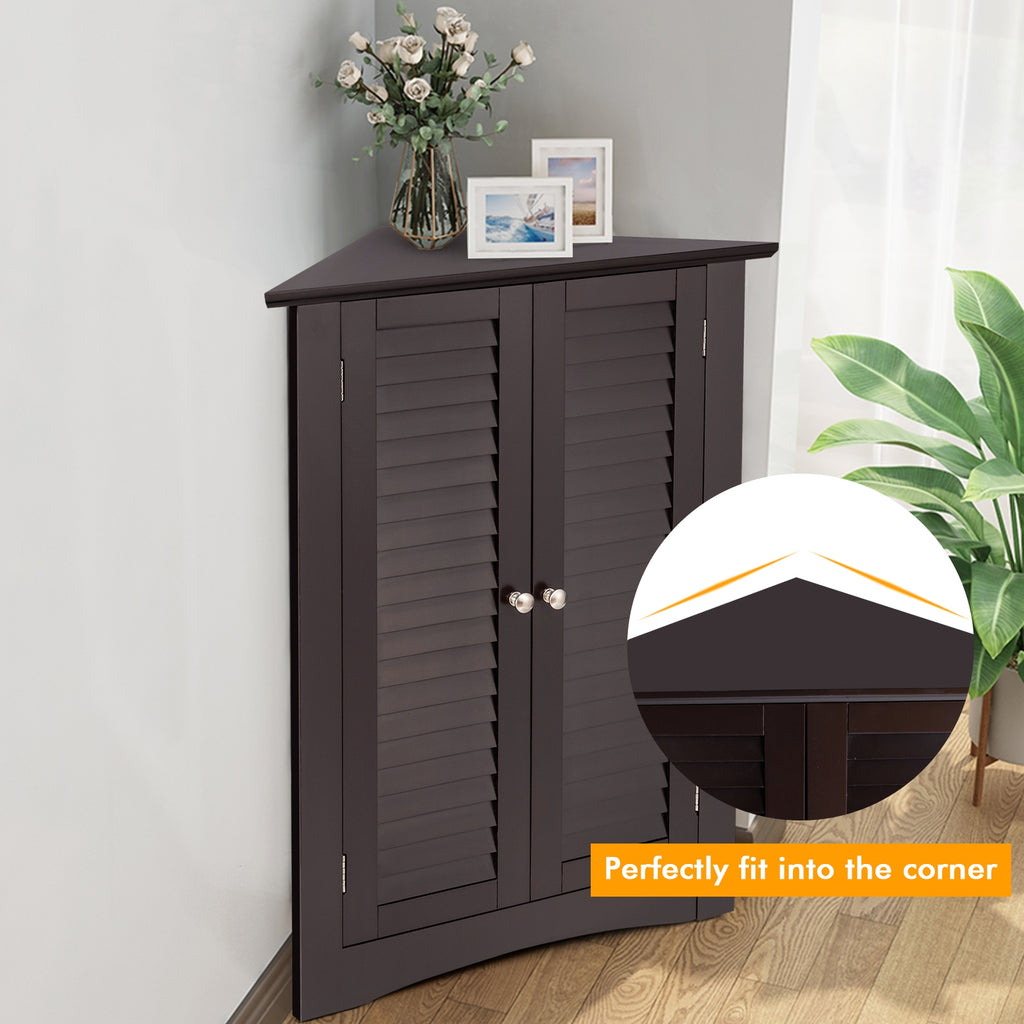Corner Storage Cabinet 2-Door, Brown