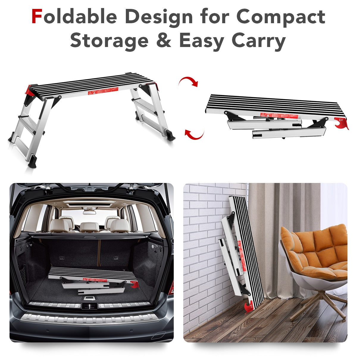330 lbs Aluminum Folding Non-slip Drywall Step Stool Ladder