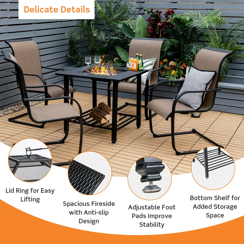31-Inch Square Wood-Burning Fire Pit Dining Table