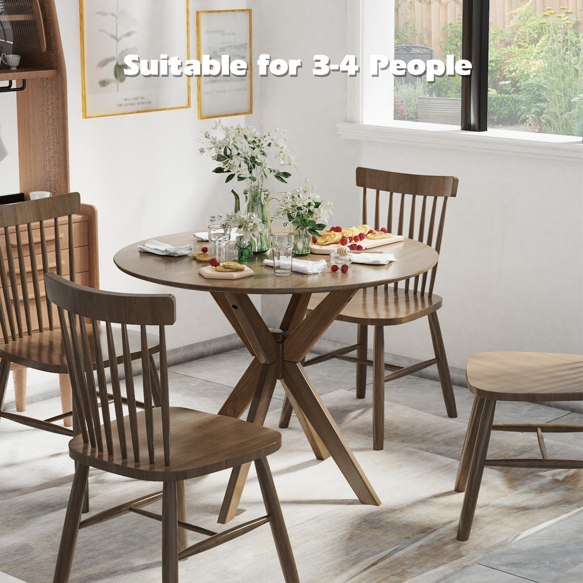 36 Inch Round Dining Table with Pedestal Base - MDF Tabletop