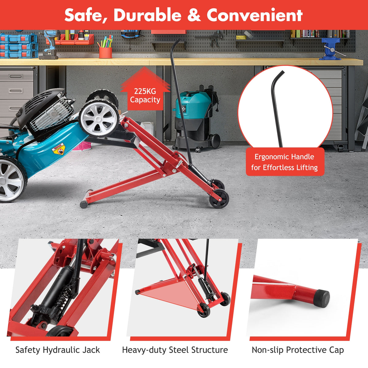 Hydraulic Lawnmower Lift Jack for Tractors and Zero Turn Riding Lawn
