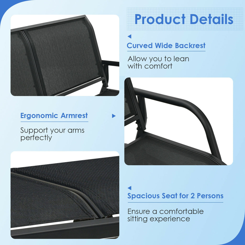 48 Inch Swing Glider Chair Loveseat Rocker - Black